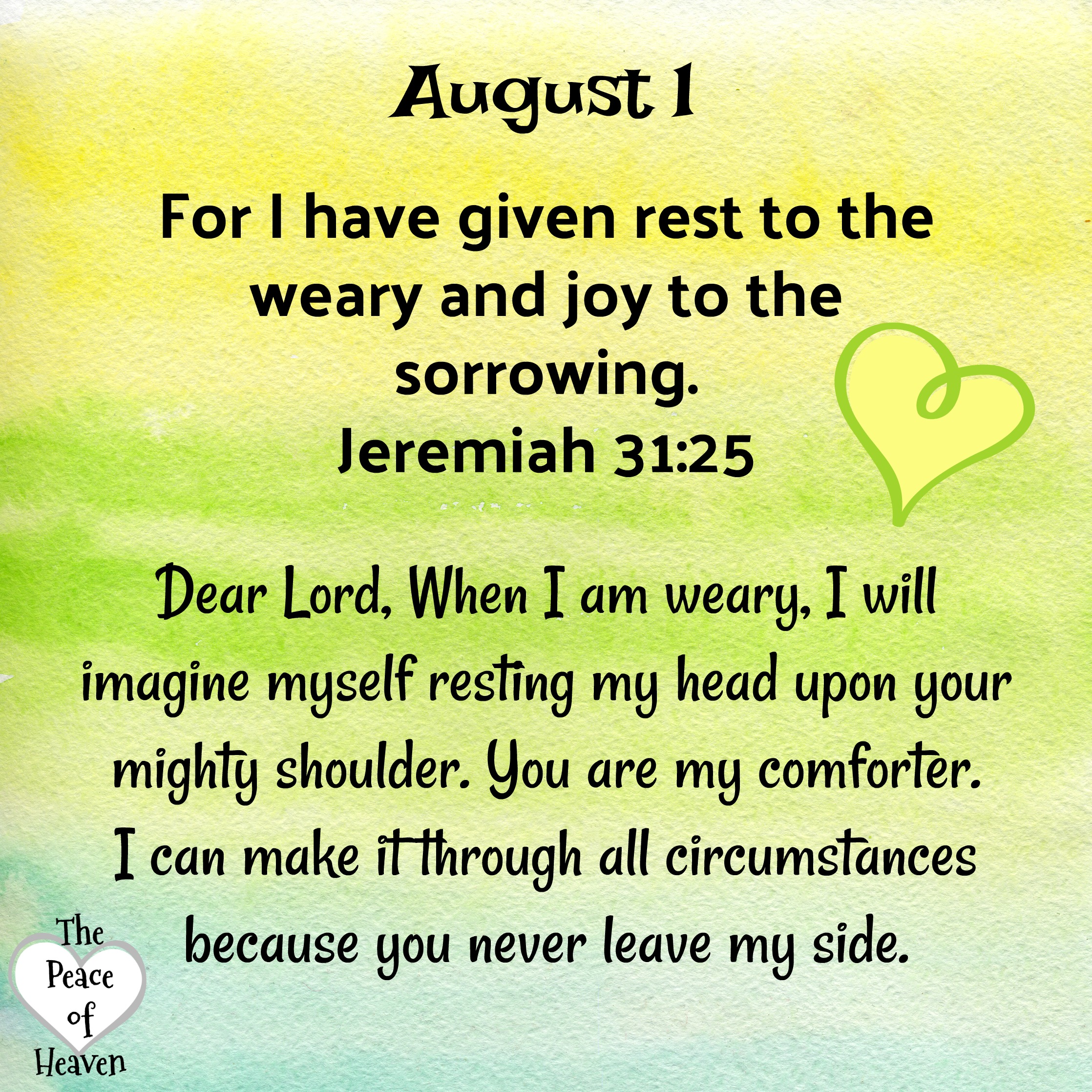 August 1 The Peace of Heaven