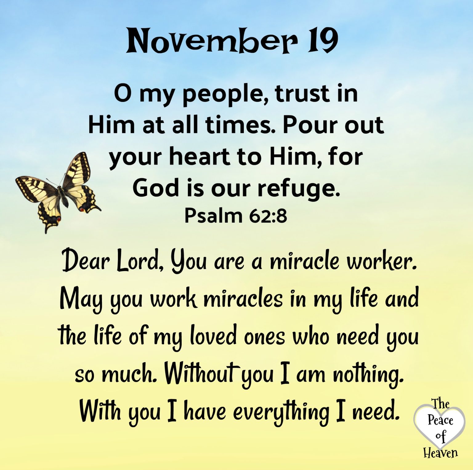 November 19 The Peace of Heaven